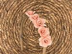 Diadeem flower - bloemetjes - roosjes - khaki kleur diadeem - bruidsmeisje - bridesmaid - roze - mei