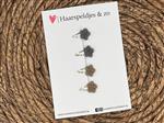 Baby haarspeldjes setje 8 - mini - 2cm groot - voor de eerste lokjes haar - bloemetjes - wol