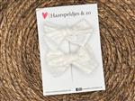 Haarstrik Flo setje 3 - set van twee strikken - stof/kant - alligatorclip - wit