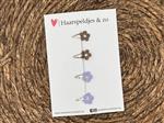 Baby haarspeldjes setje 27 - mini - 2cm groot - voor de eerste lokjes haar - bloemetjes - bruin/lila
