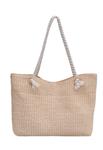 Strandtas - riet - dubbel hengsel - naturel - beige - gevlochten