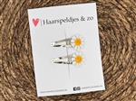 Haarspeldje Flower - daisy - madeliefjes - oranje/geel 2 — 3 cm speldjes goud