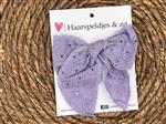 Haarstrik Flo setje 30 - grote strik - stof/kant - alligatorclip - lila/blauw