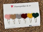 Haarspeldje Teddy setje 4 - pluizig - hartjes — 5 cm speldjes
