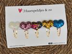 Haarspeldje hearts setje 8 - hartjes - pailletten - kerst - decembercollectie - najaar