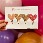 Haarspeldje hearts setje 12 - hartjes - glitters - kerst - decembercollectie - najaar