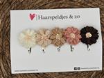 Haarspeldjes Blossem setje 14 - bloemen in bloei - beige/khaki/roze/bruin — 4 cm speldjes