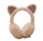 Oorwarmers kind - winter - warm - meisjes - kattenoortjes - khaki