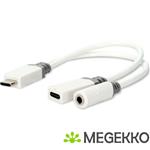 USB-C Adapter | USB 2.0 | USB-C Male | USB-C Female / 3,5 mm Female | 0.10 m | Rond | Vergu