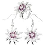 Oktoberfest Accessoireset Roze Zilver Oorbellen En Ring