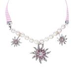 Oktoberfest Ketting Roze Zilver Met Edelweiss
