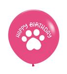 Happy Birthday - Paw Print - Fuchsia - 012 - 3 Stuks