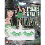 SET OOGWIMPERS GROEN MET 10 GLITTERNAGELS