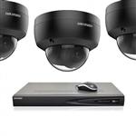 Hikvision 4 MP zwart IP camerabewaking set 3 dome camera's