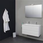 Badkamermeubelset Met Acryl Wastafel 100 Cm 2 Kraangaten Incl Spiegelkast Wit