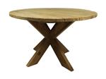 Tuintafel Malta | Rond met Kruispoot | ø125x77 | Oud teakhout