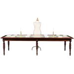 Praktische chique lange noten eetkamertafel of werktafel met wasdoek ingelegd Hollands ca 1880 (No.2