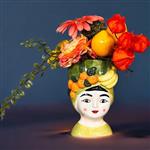 Frida Kahlo Stijl Hoofdvaas – Handgemaakte Keramieken Bloemenvaas met Fruit en Gezicht | Tutti Frutt