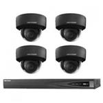 Hikvision 8 MP IP zwart camerabewaking set 4 dome camera's