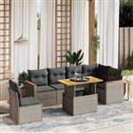 vidaXL 7-delige Loungeset met kussens poly rattan grijs