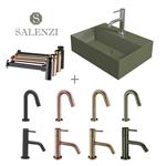 Salenzi Fonteinset Spy 40x30 cm Mat Legergroen (Keuze uit 8 kranen in 4 kleuren)