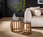 Bijzettafel Set van 2 Midnight | Half Moon | Zwart marmer