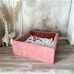 Ballenbad - Soft Velvet- 106x106x40 cm - Dark Pink Excl ballen