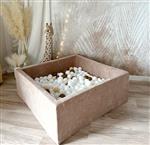 Ballenbad - Soft Velvet- 106x106x40 cm - Dark Beige Excl ballen