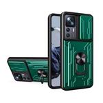 Xiaomi 11T Pro - Card Slot Hoesje met Kickstand en Camera Slide - Pop Grip Cover - Groen