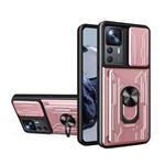 Xiaomi Poco X6 - Card Slot Hoesje met Kickstand en Camera Slide - Pop Grip Cover - Roze