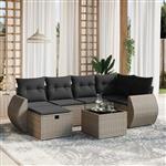 vidaXL 7-delige Loungeset met kussens poly rattan grijs