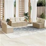 vidaXL 7-delige Loungeset met kussens poly rattan beige