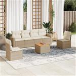 vidaXL 7-delige Loungeset met kussens poly rattan beige