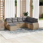 vidaXL 7-delige Loungeset met kussens poly rattan beige