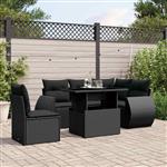 vidaXL 6-delige Loungeset met kussens poly rattan zwart