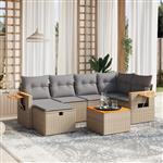 vidaXL 7-delige Loungeset met kussens poly rattan gemengd beige