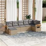 vidaXL 7-delige Loungeset met kussens poly rattan beige