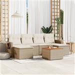 vidaXL 7-delige Loungeset met kussens poly rattan beige