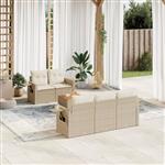 vidaXL 6-delige Loungeset met kussens poly rattan beige
