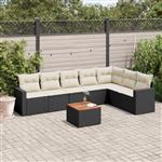 vidaXL 8-delige Loungeset met kussens poly rattan zwart