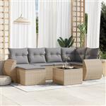 vidaXL 7-delige Loungeset met kussens poly rattan beige