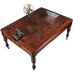 Werktafel óf eetkamertafel met geweldig mooi doorleefd leer een echte leeftafel ca 1840 (No.W283035)