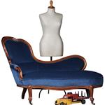 Elegante mahonie Willem III sofa met lavendelblauw velours (No.290805)