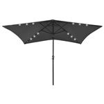 vidaXL Parasol met LED's en stalen paal 2x3 m antracietkleurig