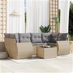 vidaXL 7-delige Loungeset met kussens poly rattan beige