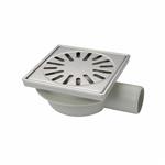 Doucheput Aquaberg ABS Vloerput RVS Rooster RVS Sierrand Zijuitlaat 50mm 150x150mm PPC Reukafsluiter