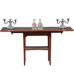 Zeer strakke side table of wandtafel met inklapbare zijbladen ca 1900 messing ingelegd (No.283050)