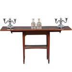 Zeer strakke side table of wandtafel met inklapbare zijbladen ca 1900 messing ingelegd (No.283050)