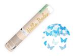 Confetti kanon blauwe vlinders 20cm