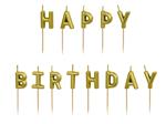 Happy Birthday kaarsen goud